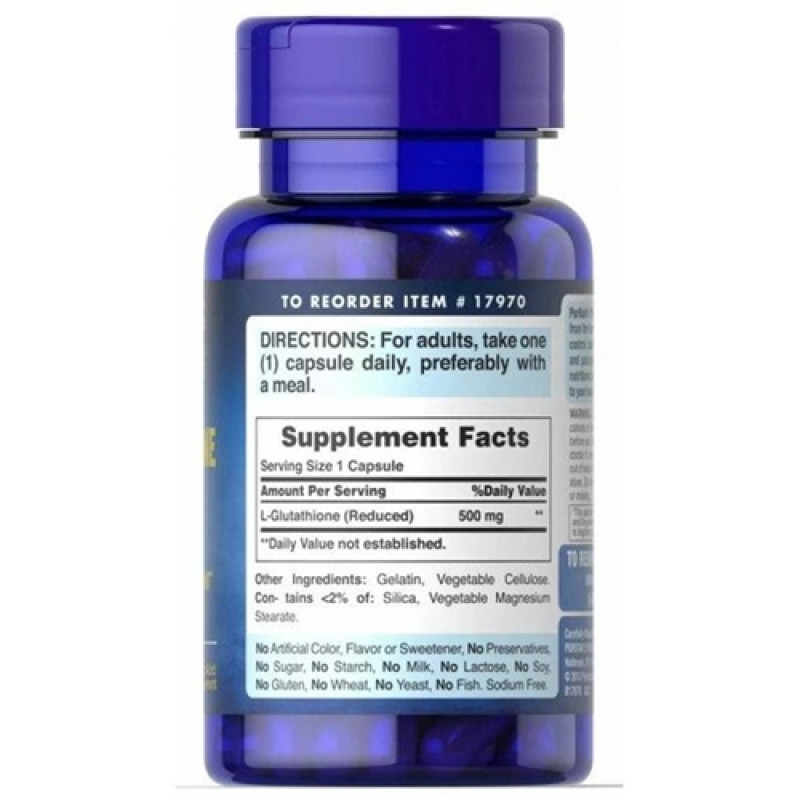 Глутатіон Puritan's Pride L-Glutathione 500 mg 30 Caps