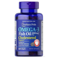 Омега 3 Puritan's Pride Omega-3 Fish Oil 1000 mg Plus Cholesterol Support 60 Softgels