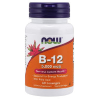 Витамин Б12 NOW Foods B-12 5000mсg with Folic Acid 60 Lozenges
