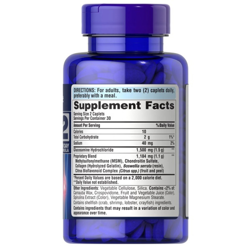 Препарат для суставов и связок Puritan's Pride Triple Strength Glucosamine, Chondroitin & MSM Joint Soother 60 Caplets