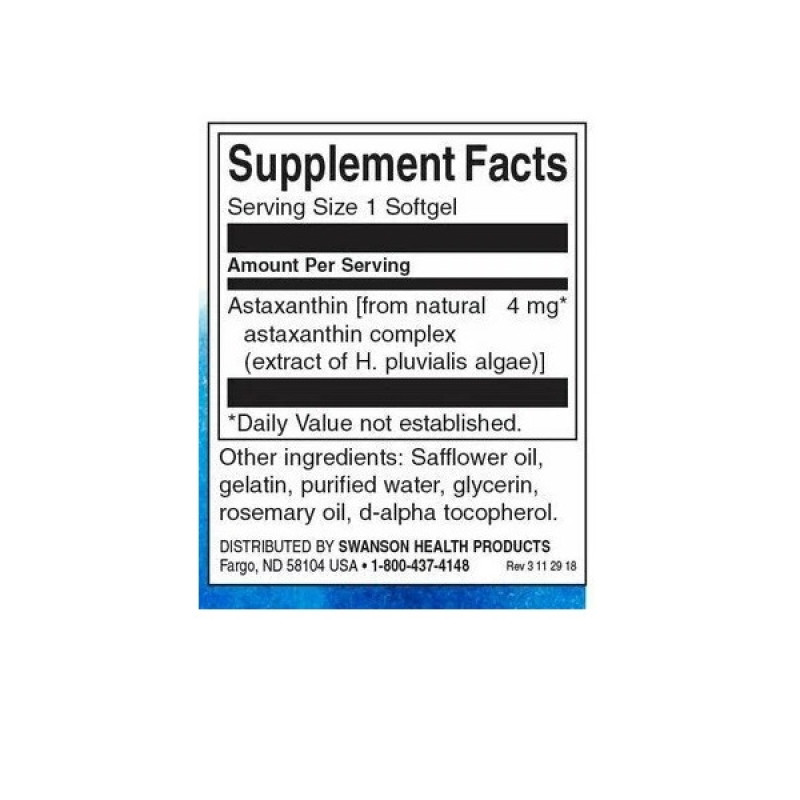 Астаксантін Swanson Astaxanthin 4 mg 60 Caps