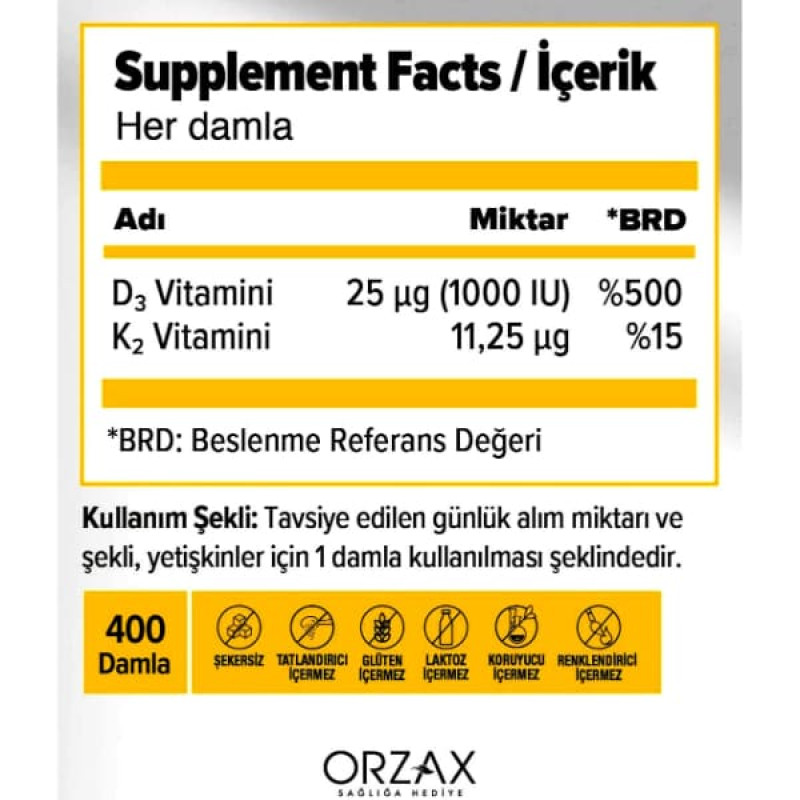 Мультивітаміни Orzax Ocean D3K2 20 ml /400 servings/
