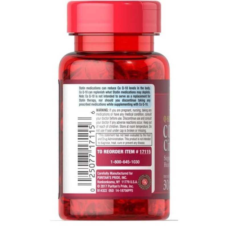 Коензим Puritan's Pride Q-Sorb Co Q-10 400 mg 30 Caps