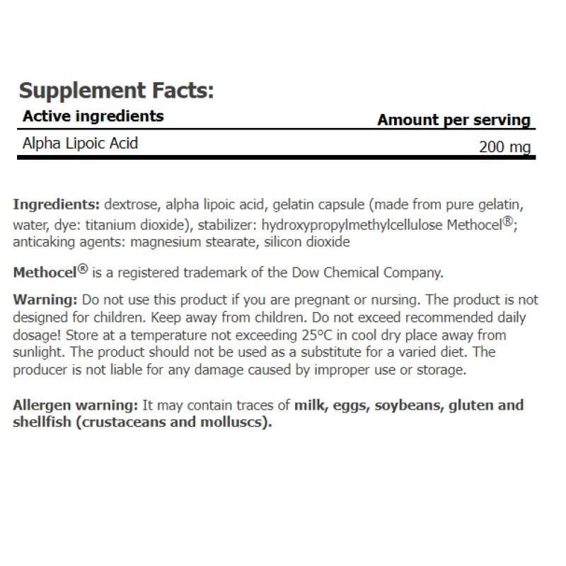 Альфа-ліпоєва кислота для спорту Amix Nutrition ALA 200 mg 60 Caps
