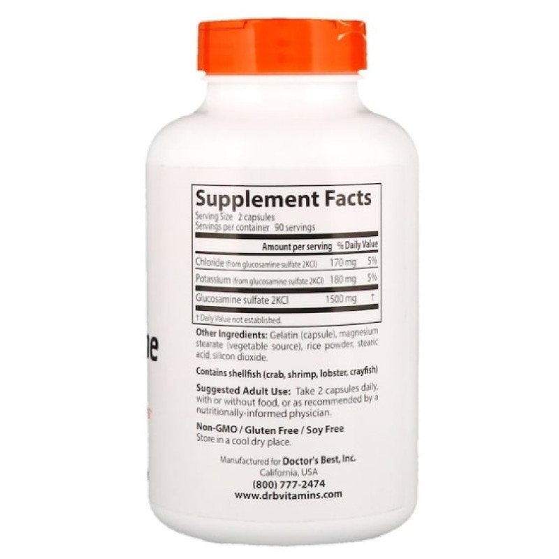 Препарат для суглобів та зв'зок Doctor's Best Glucosamine Sulfate 750 mg 180 Caps DRB-00086