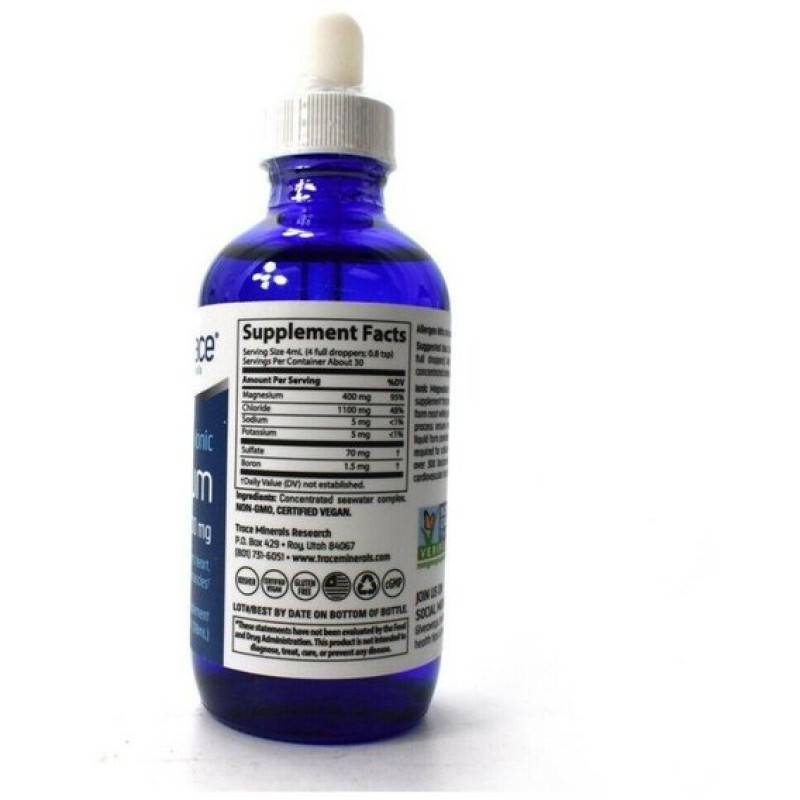 Мікроелемент Магній Trace Minerals Liquid Ionic Magnesium, 400 mg 4 fl oz 118 ml TMR-00353