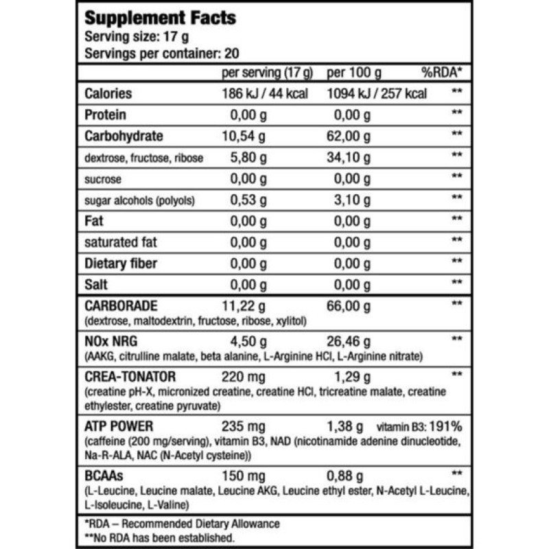 Комплекс до тренування BioTechUSA Nitrox Therapy 680 g /40 servings/ Tropical Fruit