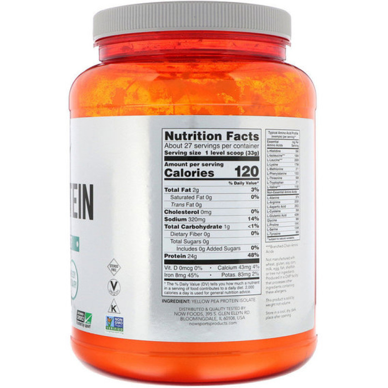 Протеїн NOW Foods Pea Protein 907 g /27 servings/ Unflavored