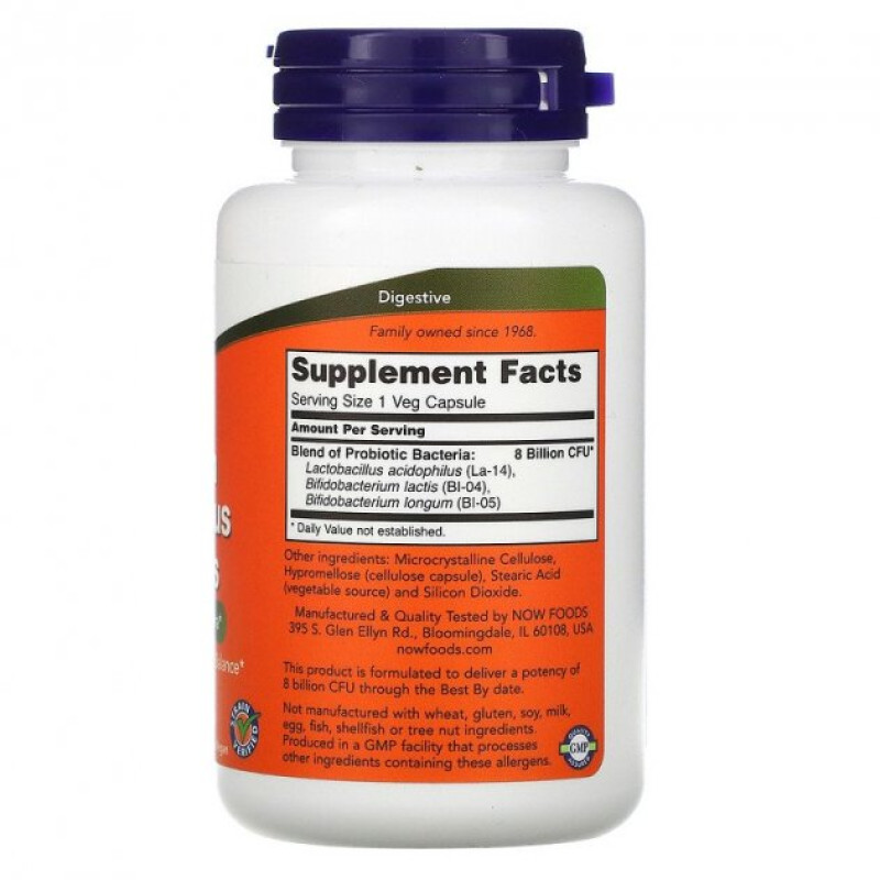 Пробиотик NOW Foods Acidophilus & Bifidus 8 billion 60 Veg Caps