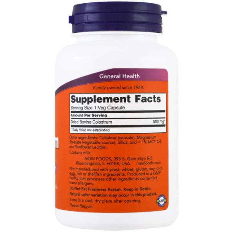 Колострум NOW Foods Colostrum 500 mg 120 Veg Caps