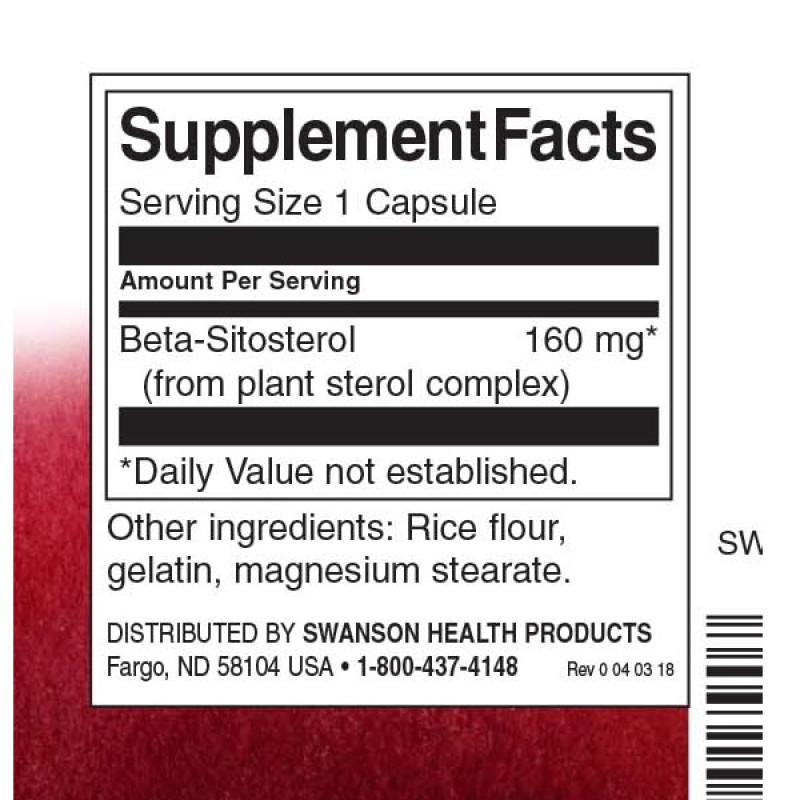 Бета-ситостерол Swanson Beta-Sitosterol Maximum Strength 160 mg 60 Softgels