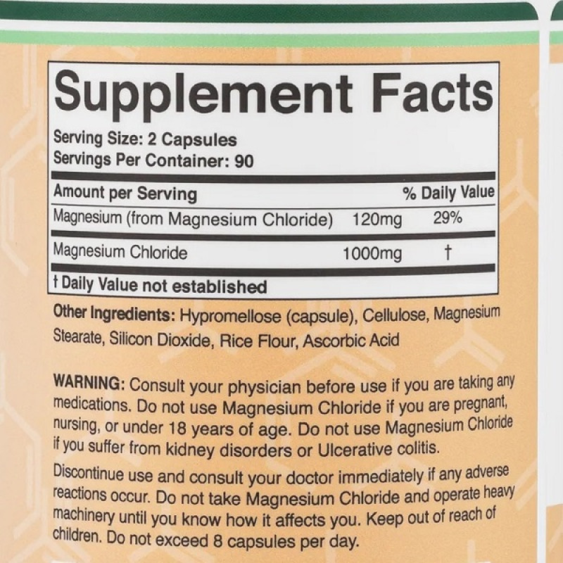 Мікроелемент Магній Double Wood Magnesium Chloride 1000 mg 180 Caps