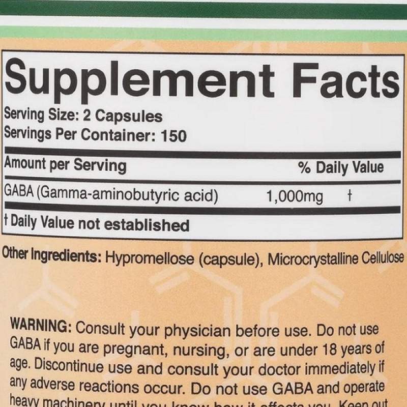 Амінокомплекс Double Wood GABA 1000 mg (2 caps per serving) 300 Caps