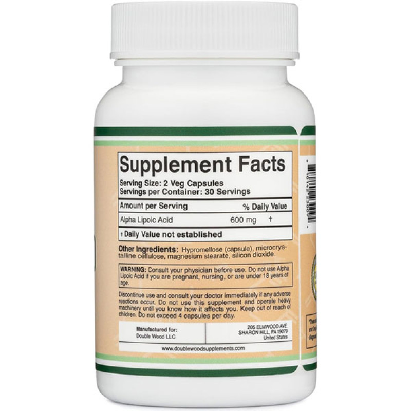 Альфа-ліпоєва кислота Double Wood Alpha Lipoic Acid 300 mg 60 Caps