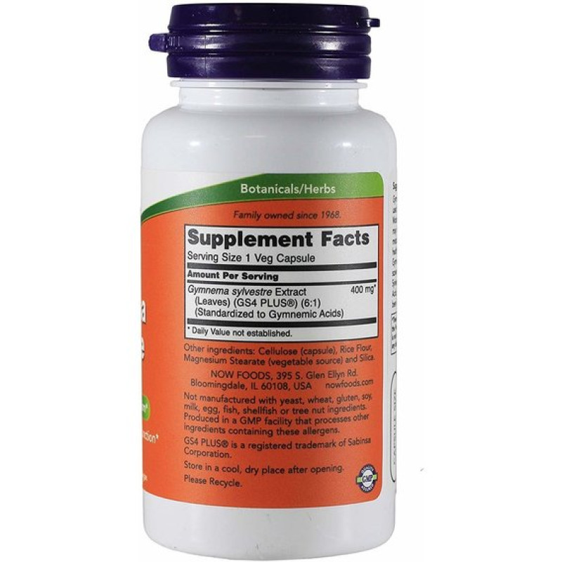 Джимнема сильвестра NOW Foods Gymnema Sylvestre 400 mg 90 Veg Caps