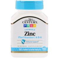 Мікроелемент Цинк 21st Century Zinc Chewable 90 Chewable Tabs Cherry Flavored