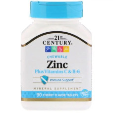Мікроелемент Цинк 21st Century Zinc Chewable 90 Chewable Tabs Cherry Flavored