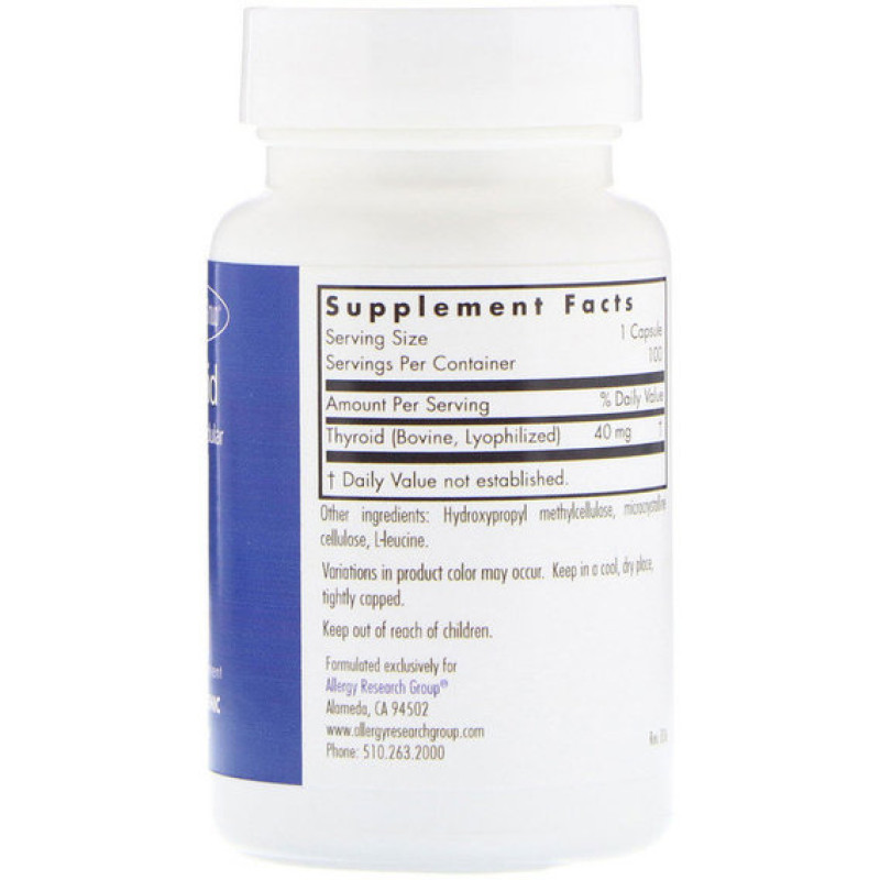 Комплекс для профілактики щитовидної залози Allergy Research Group Thyroid Natural Glandular 100 Caps ALG-71810