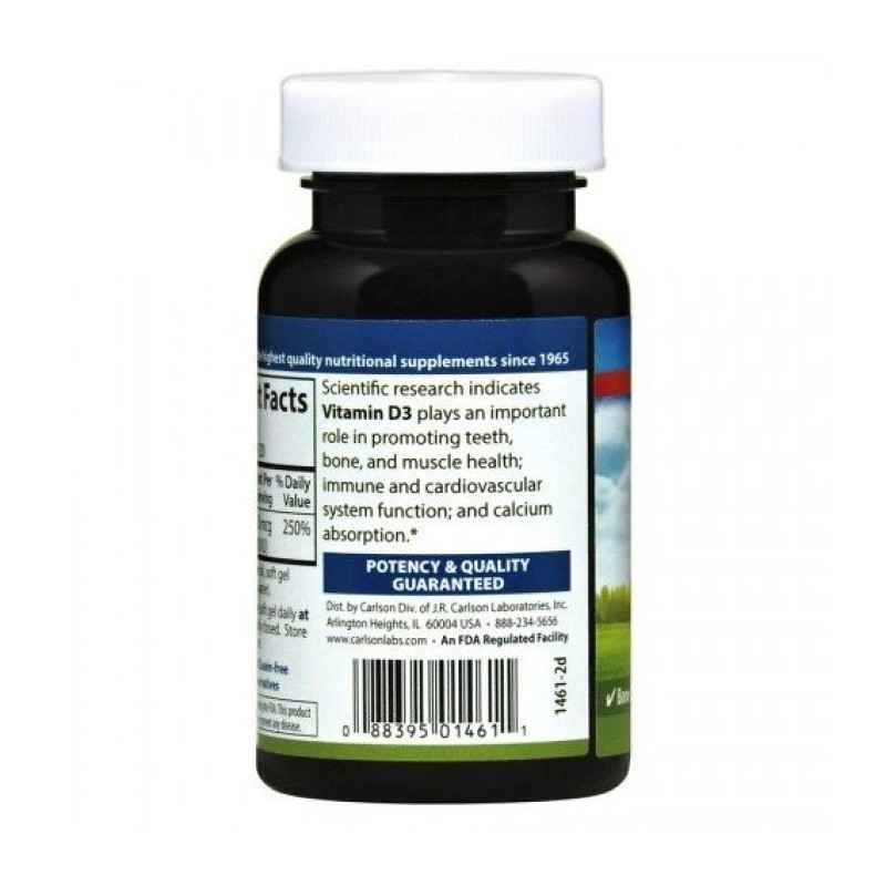 Вітамін D Carlson Labs Vitamin D3 2000 IU 120 Soft Gels CAR-01461