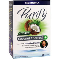Улучшение работы кишечника Enzymedica Purify, Activated Coconut Charcoal+ 60 Caps ENZ-10065