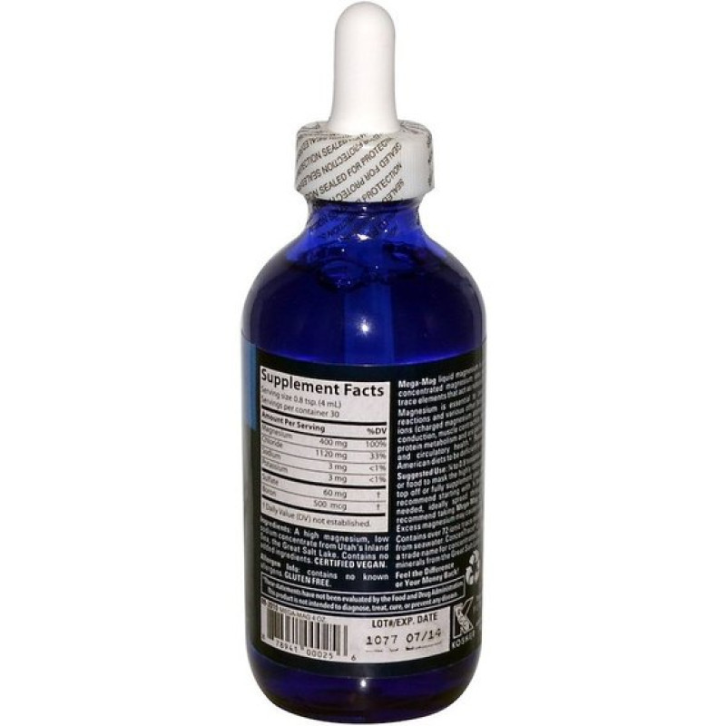 Мультимінеральний комплекс Trace Minerals Mega-Mag, Natural Ionic Magnesium with Trace Minerals, 400 mg, 4 fl oz 118 ml TMR-00025