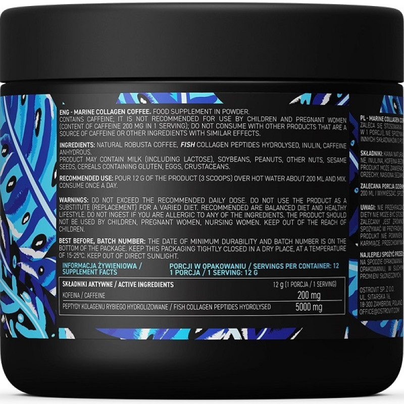 Хондропротектор (для спорту) OstroVit Marine Collagen Coffee 150 g /12 servings/ Natural