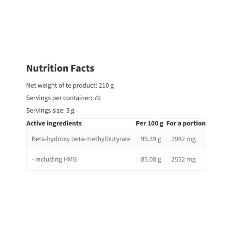Комплекс після тренування OstroVit HMB 210 g /70 servings/ Pure