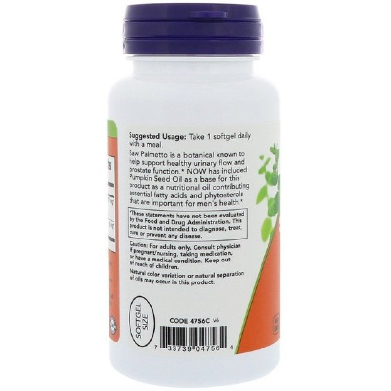 Экстракты ягод сереноа NOW Foods Saw Palmetto Extract 320 mg 90 Veg Softgels