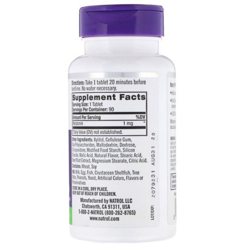 Мелатонин для сна Natrol Melatonin Fast Dissolve 1 mg 90 Tabs Strawberry NTL-06324