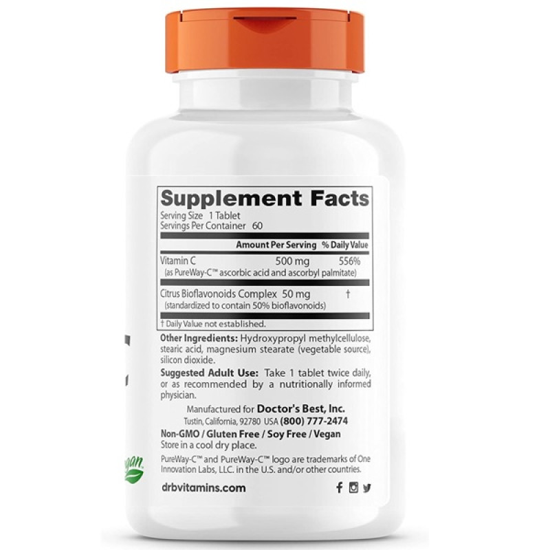 Вітамін C Doctor's Best Sustained Release Vitamin C 60 Tabs
