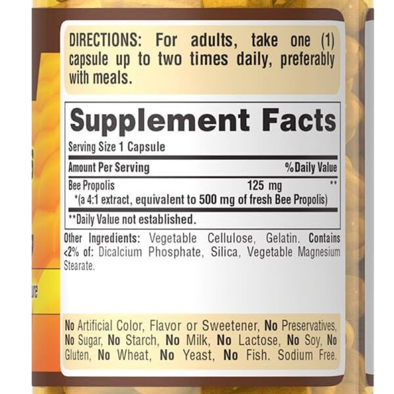 Натуральная добавка для иммунитета Puritan's Pride Bee Propolis 500 mg 100 Caps