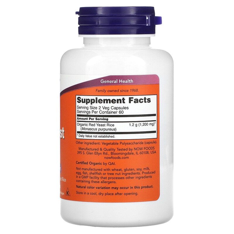 Червоний рис NOW Foods Red Yeast Rice 600 mg 60 Veg Caps