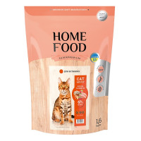  HOME FOOD Сухой корм для взрослых котов «Курочка и креветка» CAT ADULT Для активных 1,6 кг