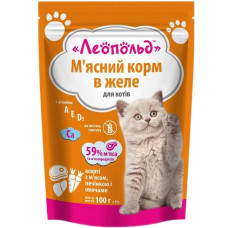  Леопольд Асорті з м'ясом, печінкою і овочами в желе для котів, пауч 100 г (24шт/уп)