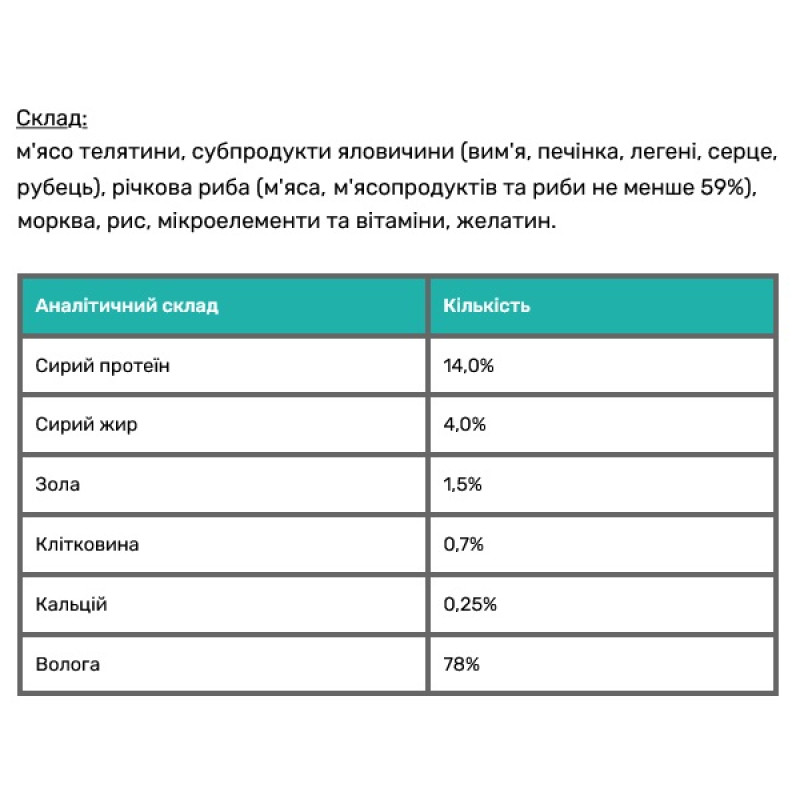  Леопольд М'ясний корм в соусі з телятиною і рибою з овочами для  котів , пауч 100 г  (24шт/уп)