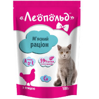  Леопольд М'ясний раціон з птицею для котів, пауч 100 г (24шт/уп)