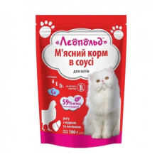  Леопольд Рагу  в соусі з куркою та печінкою для котів, пауч 100 г  (24шт/уп)