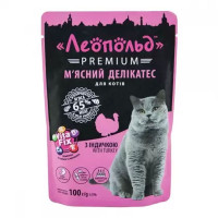  Леопольд Премиум Мясной деликатес с мясом индейки для кошек, пауч 100 г (24шт/уп)