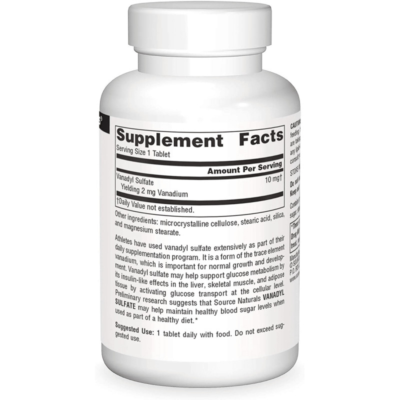 Микроэлемент Ванадил Source Naturals Vanadyl Sulfate 10 mg 100 Tabs