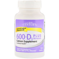 Мультимінеральний комплекс 21st Century 600+D3 Plus Minerals 120 Tabs