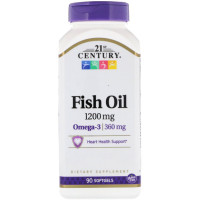 Омега 3 21st Century Fish Oil /Omega 3, 1200mg/360mg, Maximum Strength 90 Softgels