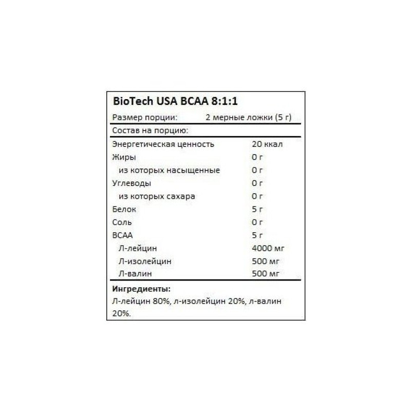 Амінокислота BCAA для спорту BioTechUSA BCAA 8:1:1 Zero 250 g /33 servings/ Blue Raspberry