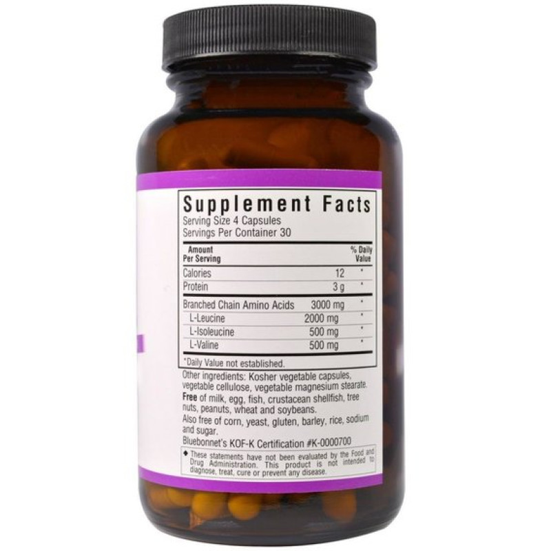 Аминокислота BCAA Bluebonnet Nutrition BCAAs 120 Veg Caps