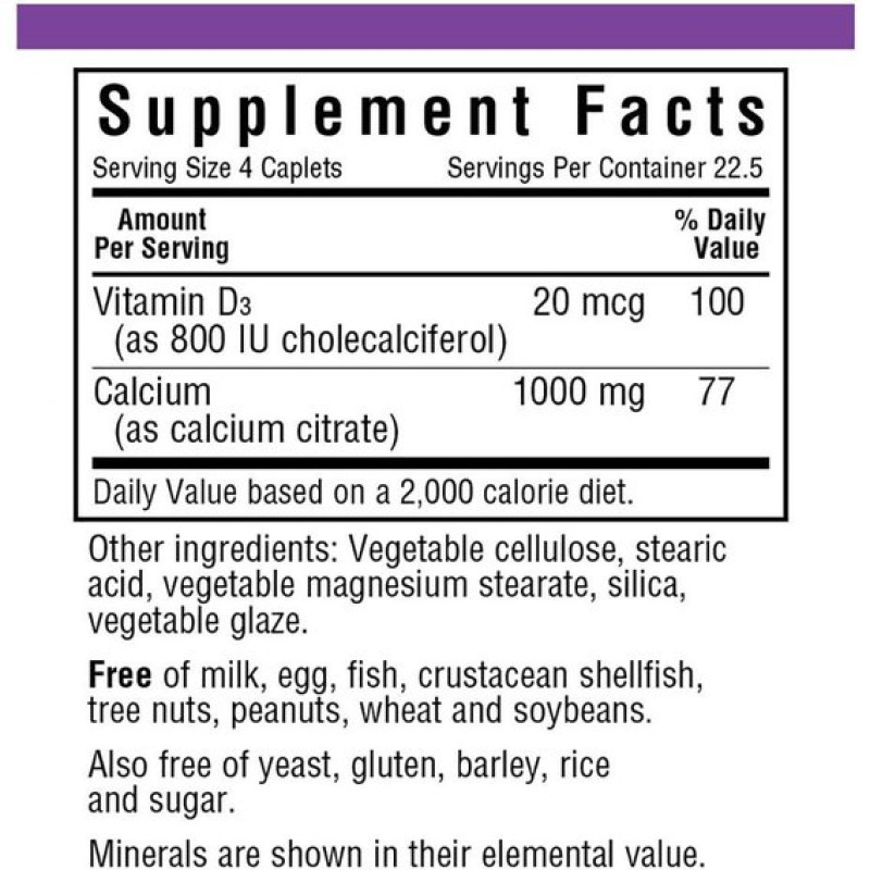 Мікроелемент Кальцій Bluebonnet Nutrition Calcium Citrate Plus Vitamin D3 90 Caplets BLB0710