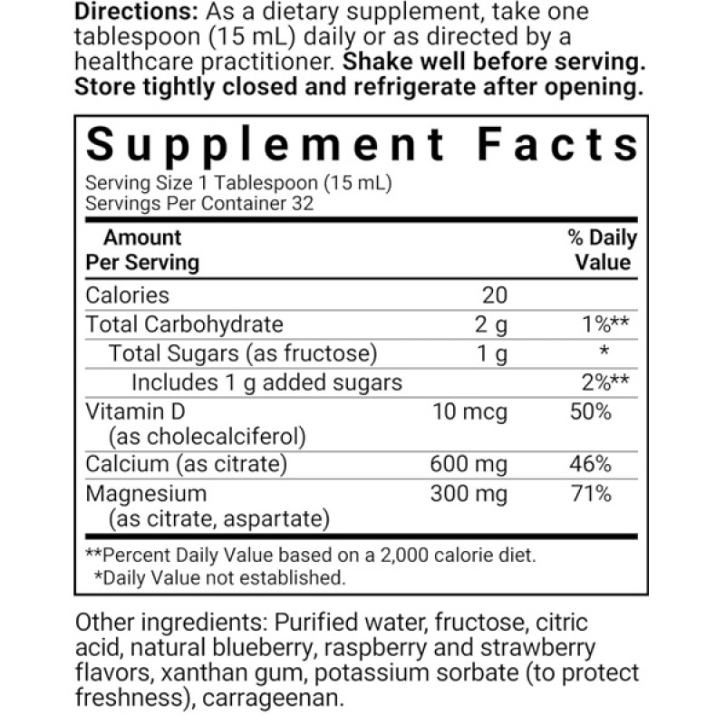 Мікроелемент Кальцій Bluebonnet Nutrition Calcium Magnesium Citrate + Vitamin D3, 16 oz 473 ml Natural Mixed Berry Flavor BLB0696