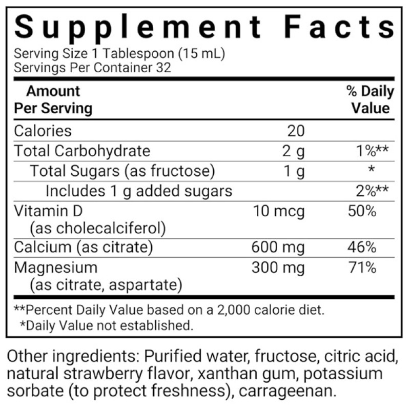 Мікроелемент Кальцій Bluebonnet Nutrition Calcium Magnesium Citrate + Vitamin D3, 16 oz 473 ml Natural Strawberry Flavor BLB0692