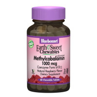 Вітамін Б12 Bluebonnet Nutrition Earth Sweet Chewables Methylcobalamin 1000 mcg 60 Chewable Tabs Natural Raspberry Flavor