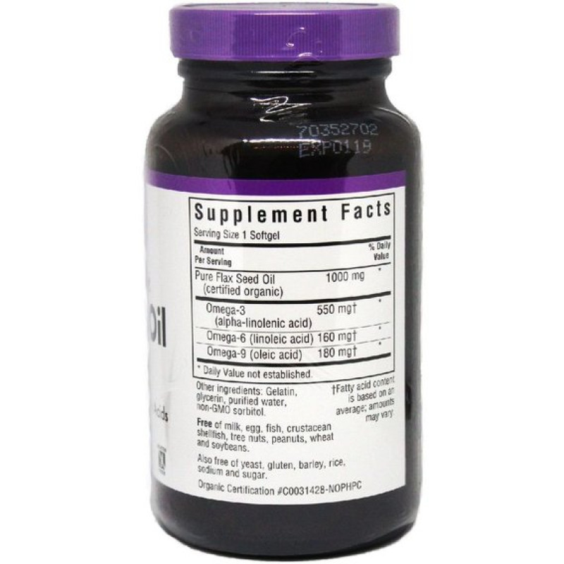 Лляна олія Bluebonnet Nutrition Flax Seed Oil 1000 mg 100 Softgels BLB0922