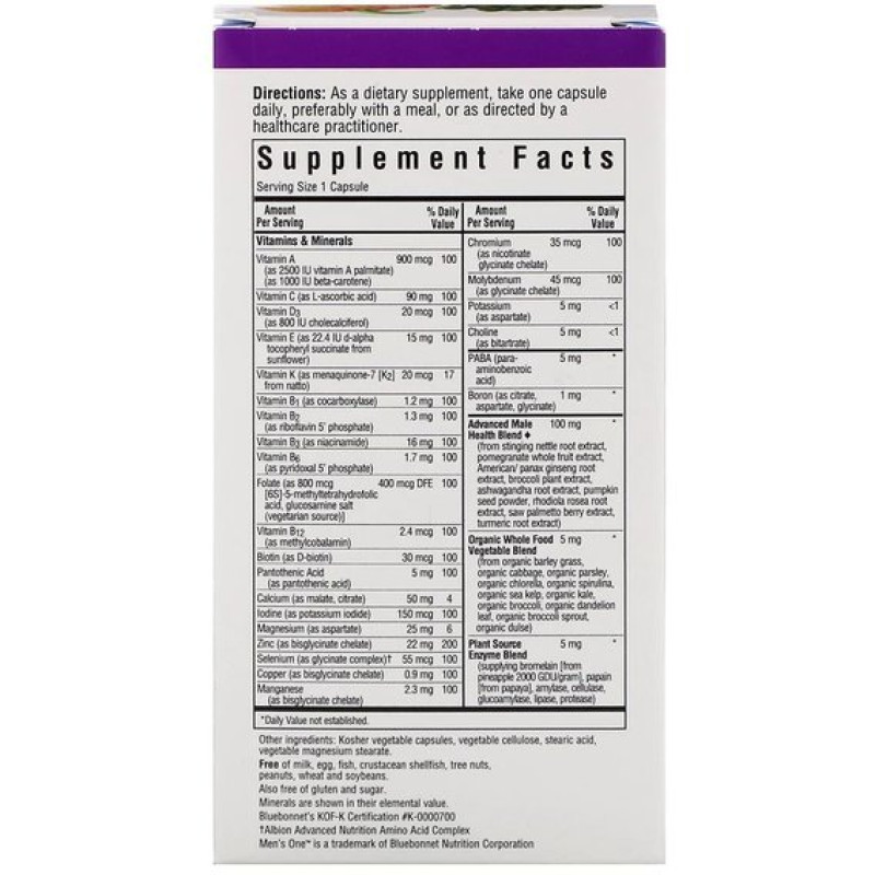 Витаминно-минеральный комплекс Bluebonnet Nutrition Men's One 30 Veg Caps BLB0139