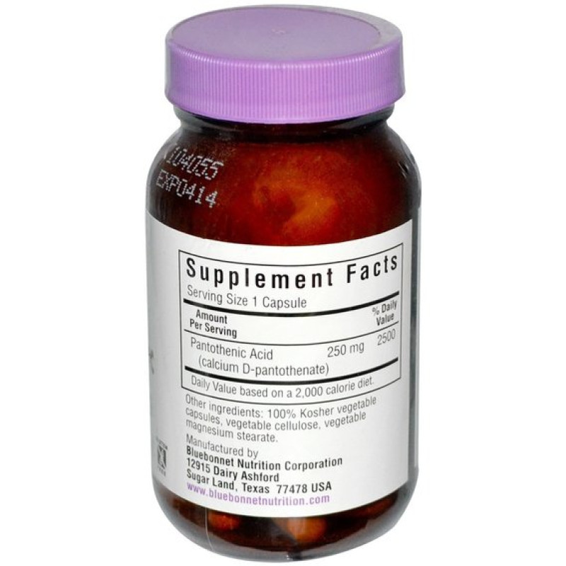 Пантотеновая кислота Bluebonnet Nutrition Pantothenic Acid (B5) 250 mg 60 Veg Caps BLB0468